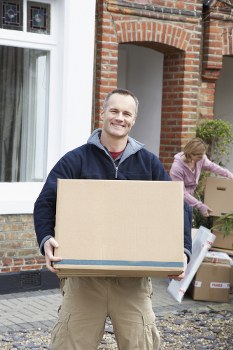 Man and van removals vehicle in Queens Park residential street