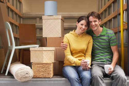 Packed boxes and wrapped household items ready for relocation