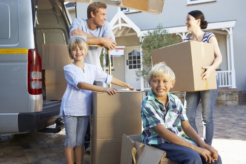 Boxes and household items prepared for transport in Queens Park